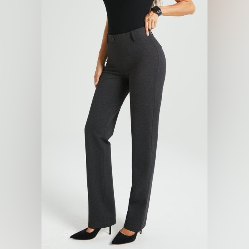 Betabrand Classic Dress Pant Yoga Pant Straight in Charcoal Grey Size XS Petite. - Picture 9 of 15